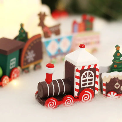 Christmas Decoration Christmas Painted Wooden Train Ornament Children's Toy Gift