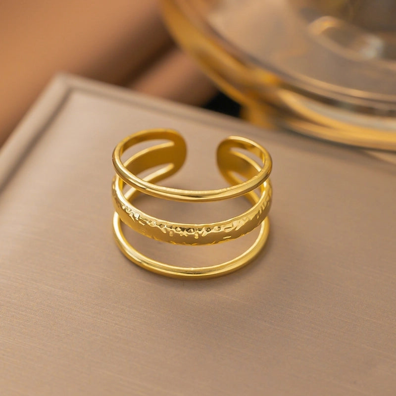 3 Pieces Minimalist Solid Color Titanium Steel Plating Rings