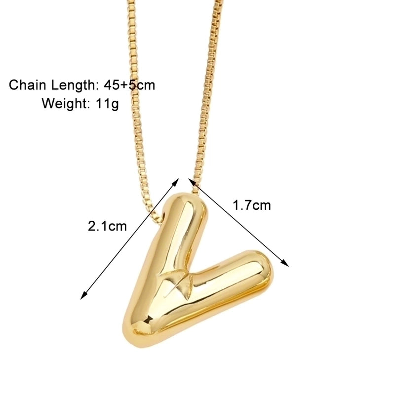Minimalist Letter Copper Plating 18k Gold Plated Necklace Pendant