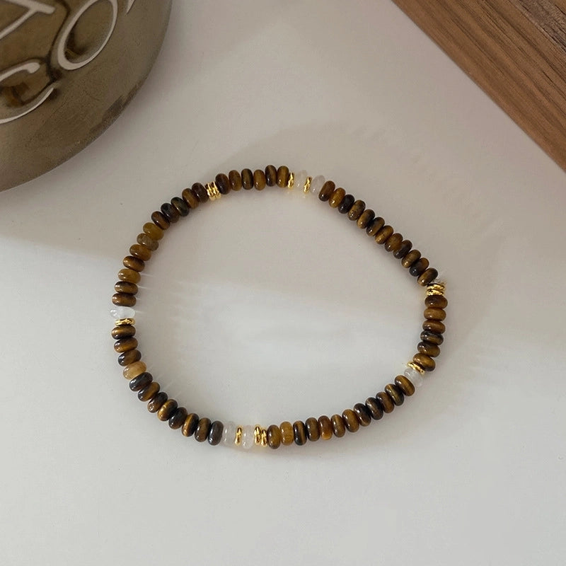 Minimalist Geometric Natural Stone Tiger Eye Pendant Necklace In Bulk