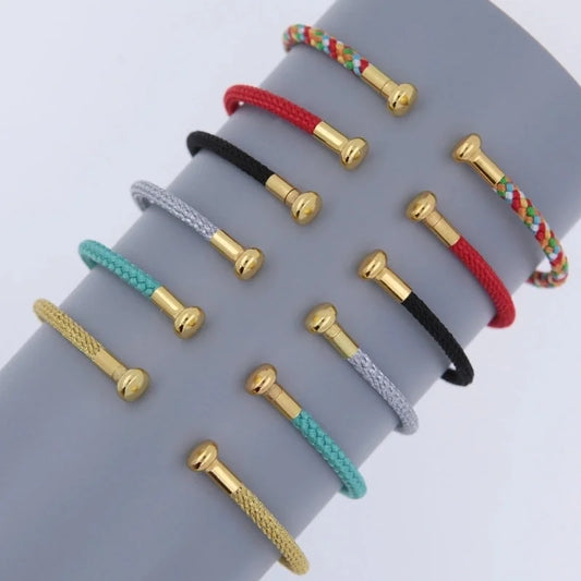 Elegant Minimalist Classic Style Geometric 18K Gold Plated Rope Copper Rope Chain String Bracelets