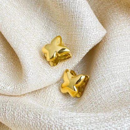 2 Pieces IG Style Water Droplets Flower Bow Knot 304 Stainless Steel 18K Gold Plated Stainless Steel Earrings
