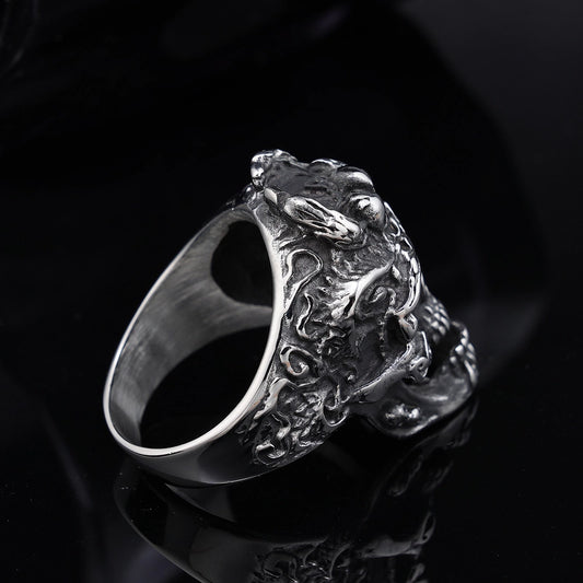 2 Pieces Retro Funny Punk Mask Skull 304 Stainless Steel Polishing Halloween Men'S Wide Band Rings