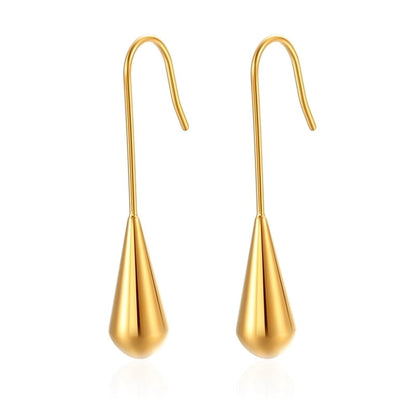 1 Pair Retro Water Droplets Plating 304 Stainless Steel 18K Gold Plated Drop Earrings
