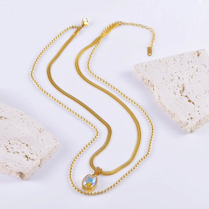 Shiny IG Style Geometric Butterfly 304 Stainless Steel Zircon Inlay Stainless Steel Necklaces