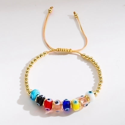 Fashion Devil's Eye Copper 18k Gold Plated Artificial Pearls Bracelets In Bulk