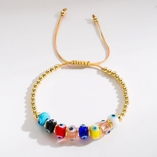 Fashion Devil's Eye Copper 18k Gold Plated Artificial Pearls Bracelets In Bulk