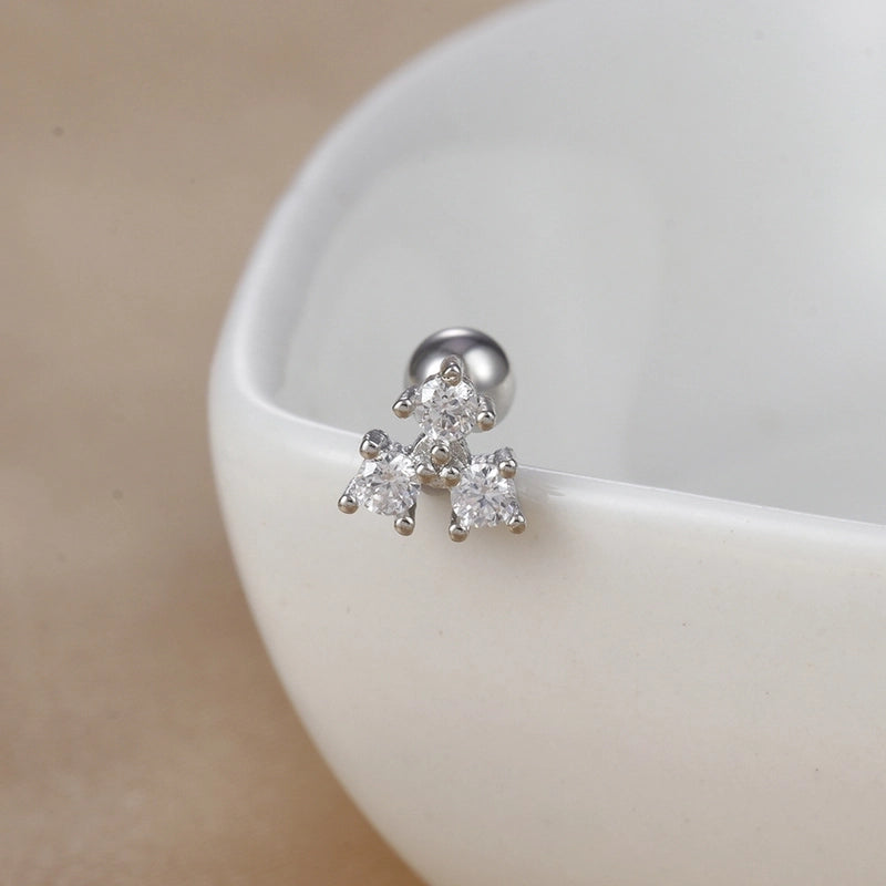 1 Piece Ear Cartilage Rings & Studs IG Style Ice Cream Heart Shape Candy 304 Stainless Steel Inlay Zircon 18K Gold Plated Ear Cartilage Rings & Studs