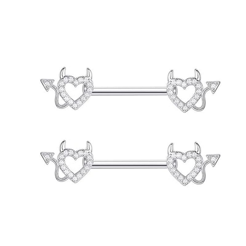 1 Pair Nipple Rings & Studs Minimalist Geometric Heart Shape 304 Stainless Steel Copper Plating Nipple Rings & Studs
