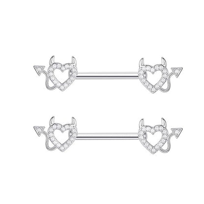 1 Pair Nipple Rings & Studs Minimalist Geometric Heart Shape 304 Stainless Steel Copper Plating Nipple Rings & Studs