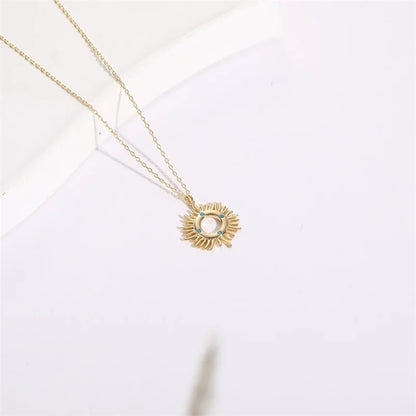 Copper Gold Plated Christmas Tree Sun Moon Zircon Pendant Necklace