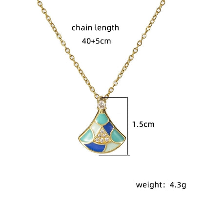 Copper 18K Gold Plated Plating Inlay Double Ring Letter Zircon Necklace