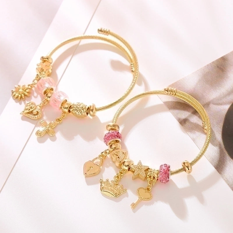 Cute Animal Pumpkin Heart Shape 304 Stainless Steel Alloy Rhinestones Bangle In Bulk Stainless Steel Bracelets Halloween