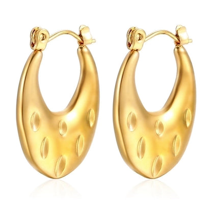 1 Pair Minimalist Classic Style Solid Color Plating 201 Stainless Steel 18K Gold Plated Earrings
