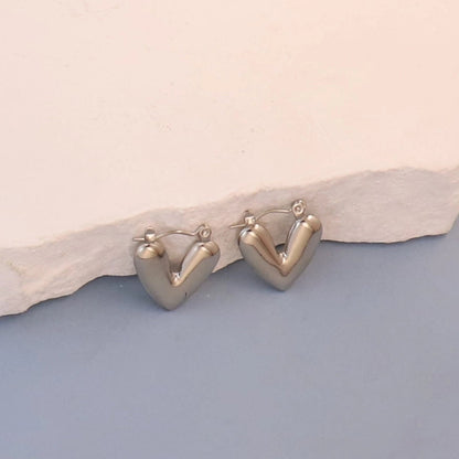 1 Pair Minimalist Round Square Heart Shape 304 Stainless Steel Earrings