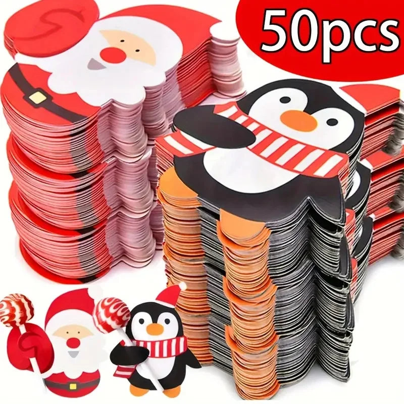 Christmas Cute Penguin Santa Claus Paper Holiday Party Candy Decoration Card Gift Wrapping Supplies
