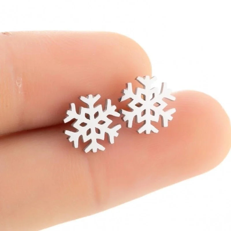 1 Pair Fashion Snowflake Plating 304 Stainless Steel 18K Gold Plated Ear Studs