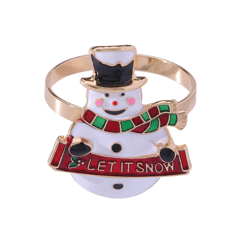 Christmas Cute Penguin Christmas Tree Santa Claus Alloy Napkin Rings 1 Piece