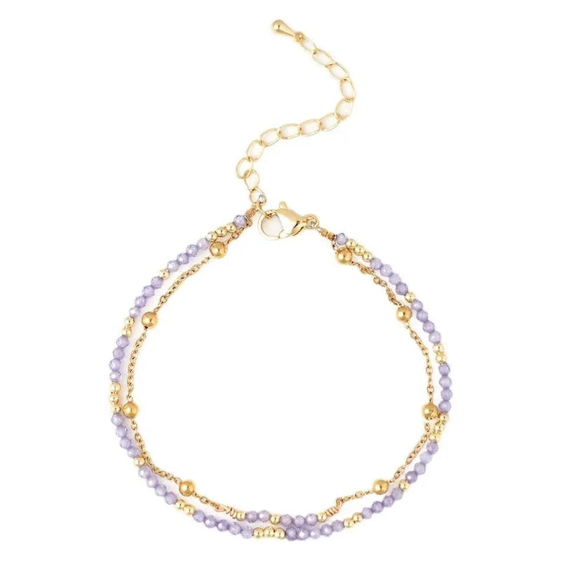 Elegant Geometric 304 Stainless Steel Semi-precious Stone Bracelets In Bulk