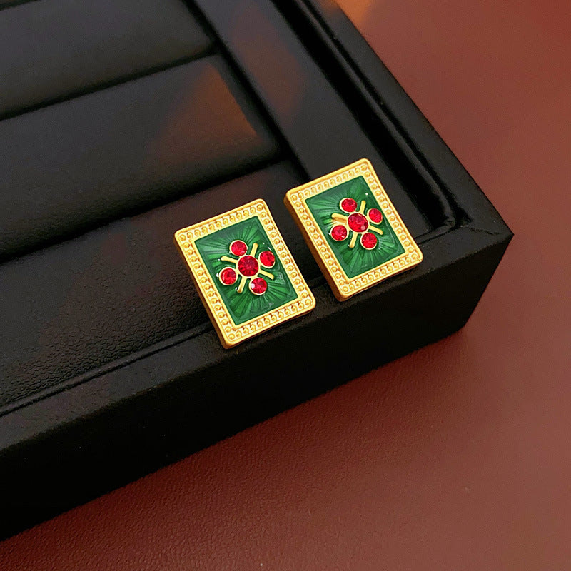 2 Pieces Minimalist Round Ellipse Geometric Copper Electroplating Earrings