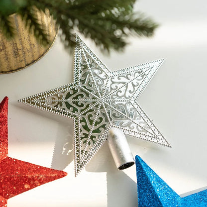 Gold Silver Red Sticky Powder Foam Plating Tree Top Star Five-pointed Star Christmas Tree Top Decoration