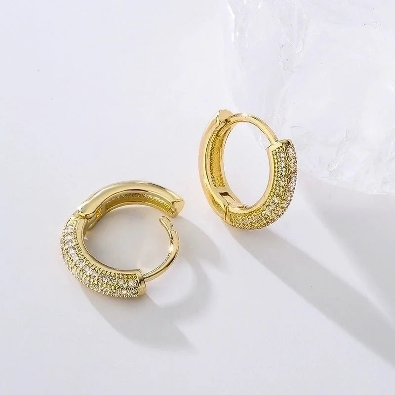 1 Pair Fashion Geometric Gold Plated Copper Zircon Gold Plated Hoop Earrings