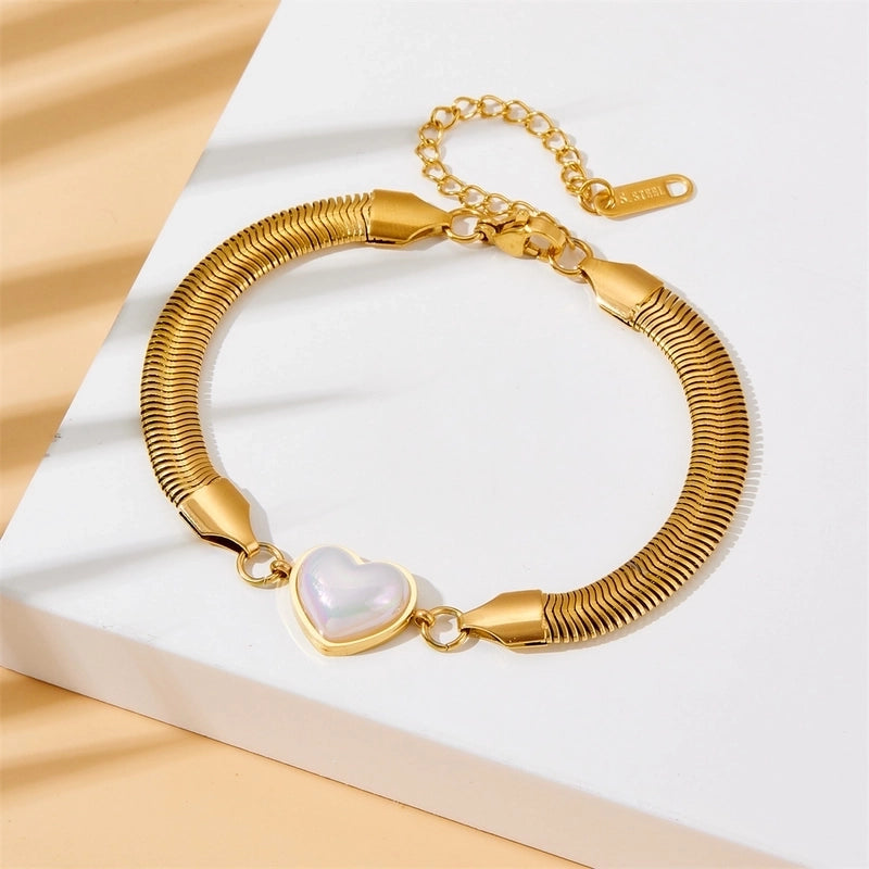 Minimalist Classic Style Heart Shape 304 Stainless Steel Stainless Steel Bracelets In Bulk