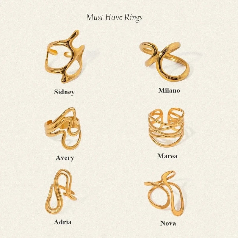 Minimalist Classic Style Geometric 304 Stainless Steel Open Rings