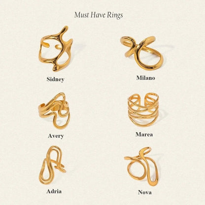 Minimalist Classic Style Geometric 304 Stainless Steel Open Rings