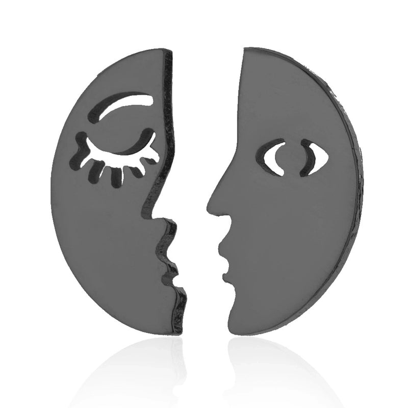 Minimalist Triangle Moon Coconut Tree Stainless Steel Asymmetrical Plating Ear Studs 1 Pair