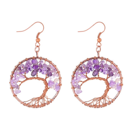 1 Pair Minimalist Leaf Natural Stone Copper Drop Earrings