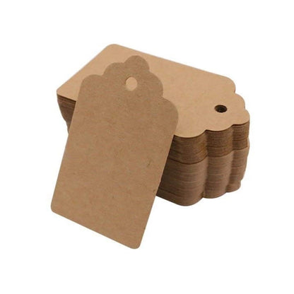 100PCs Wave Kraft Paper Flower Tag Christmas Wedding Party Kraft Paper Gift Tag 5*3cm