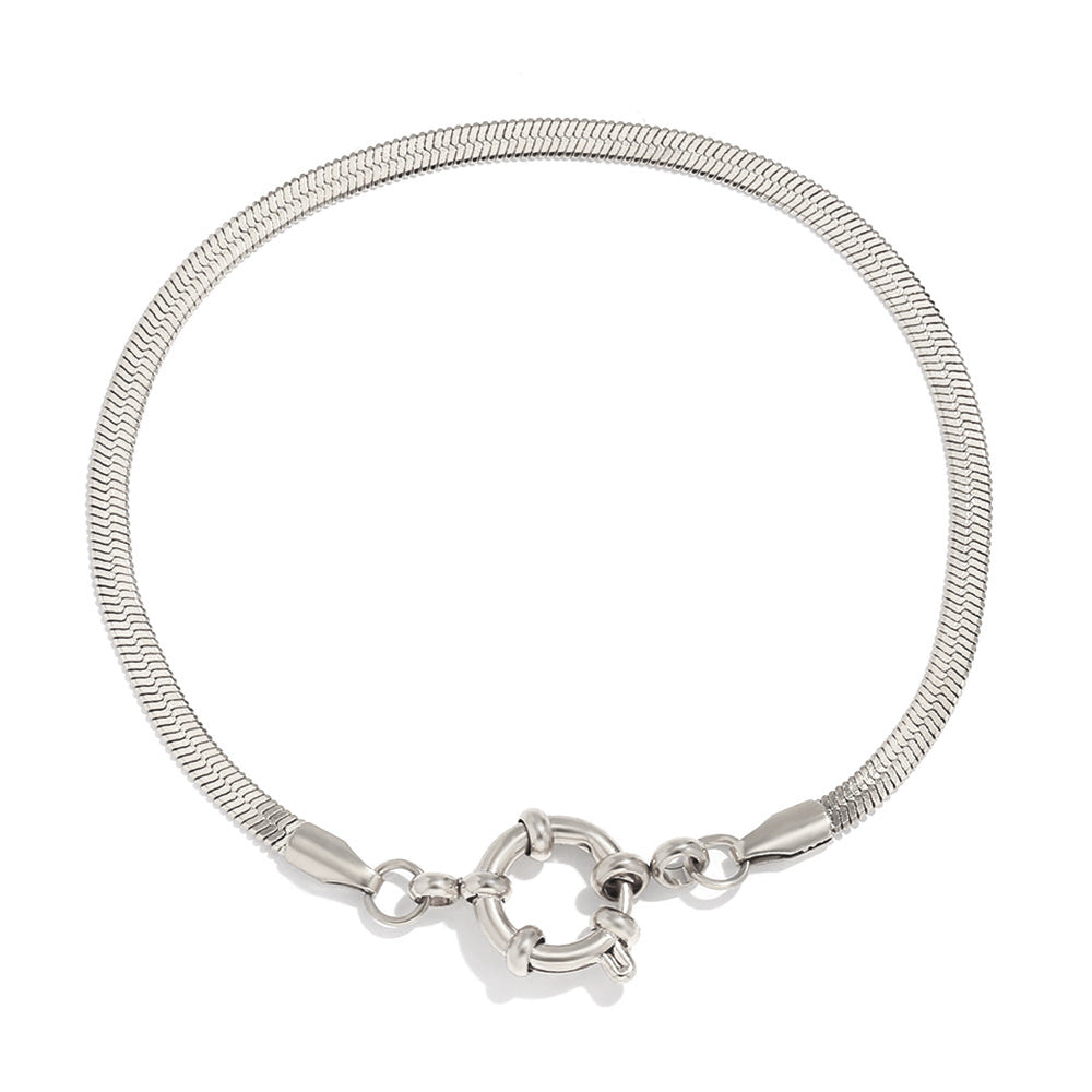 Women Fashion Circle Geometric Stainless Steel 18K Gold Plated Bracelets