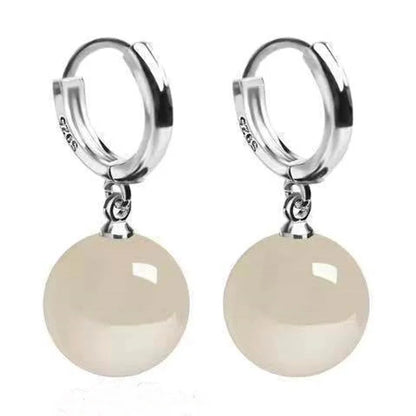 1 Pair Elegant Round Agate Drop Earrings