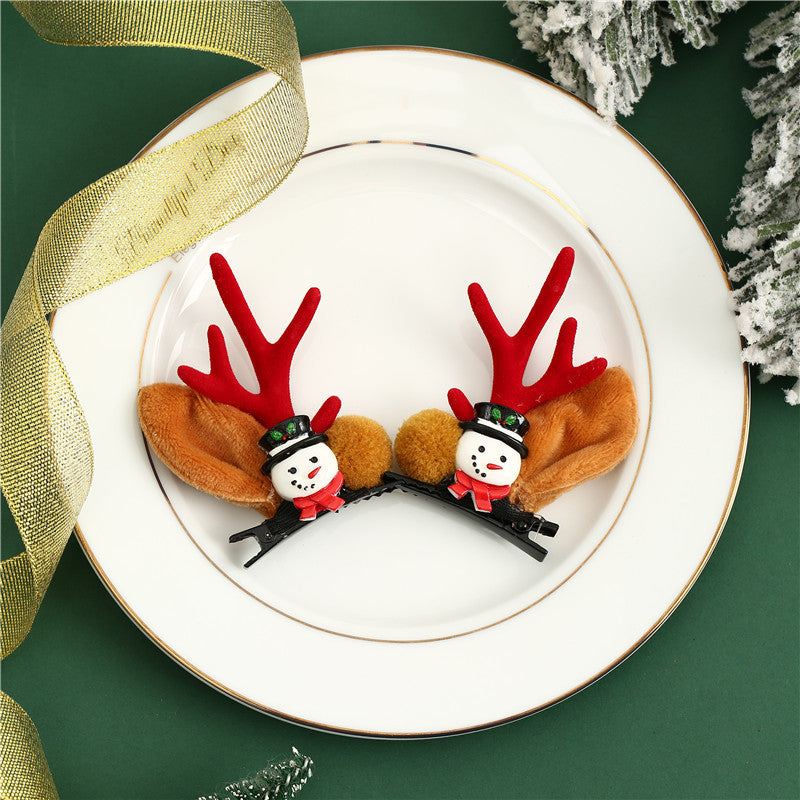 Christmas Outfit Hair Clips Hairpins Hair Accessories Children Princess Hair Ornaments Cute Reindeer Antlers Small Gifts