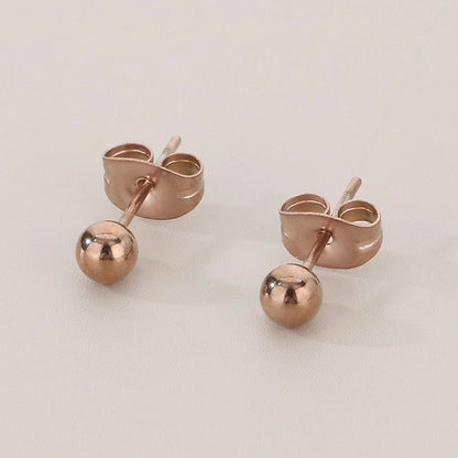 1 Pair Minimalist Round 304 Stainless Steel 18K Gold Plated Ear Studs