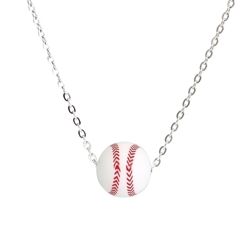 Jewelry Minimalist Basketball 304 Stainless Steel Silica Gel Pendant Necklace