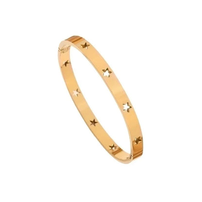 Minimalist Star Titanium Steel Plating Hollow Out Bangle