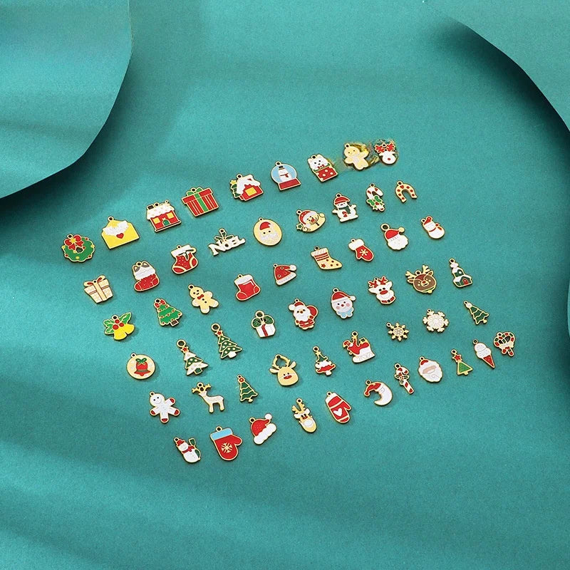 Diy Christmas Elements Oil Drop Stainless Steel Accessories Pendant Christmas Tree Santa Claus Snowman Reindeer