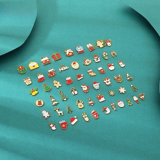 Diy Christmas Elements Oil Drop Stainless Steel Accessories Pendant Christmas Tree Santa Claus Snowman Reindeer