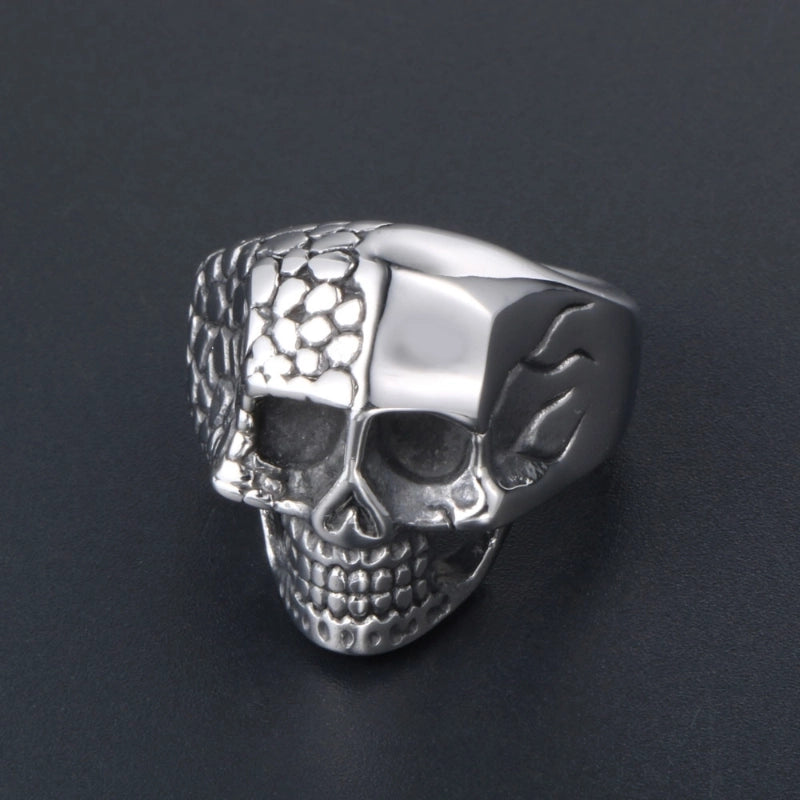Retro Funny Punk Skull 304 Stainless Steel Polishing Halloween Men's Rings
