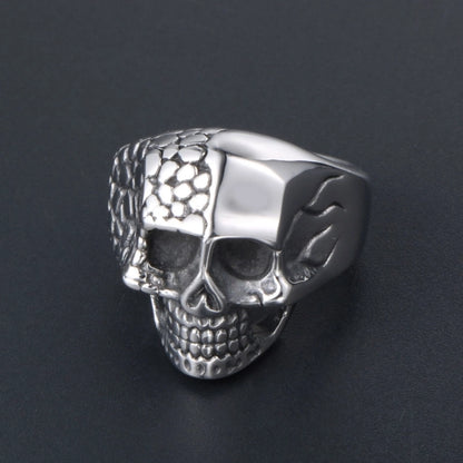 Retro Funny Punk Skull 304 Stainless Steel Polishing Halloween Men's Rings