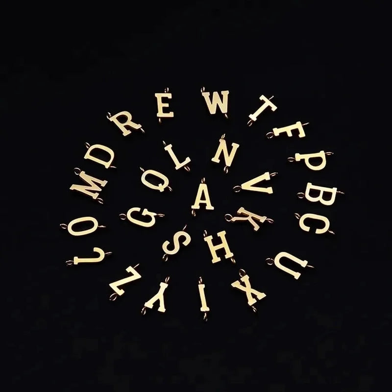 2 Pcs/set Gold Classic Fashion Initial Letter Copper Bead Stainless Steel Bracelet Women Necklace Suit