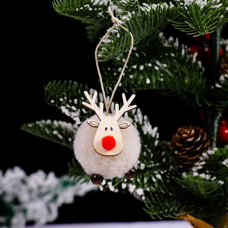 Christmas Festival Decorations Felt Deer Pendant Creative Elk Lamb Velvet Ball Christmas Tree Hanging Gift