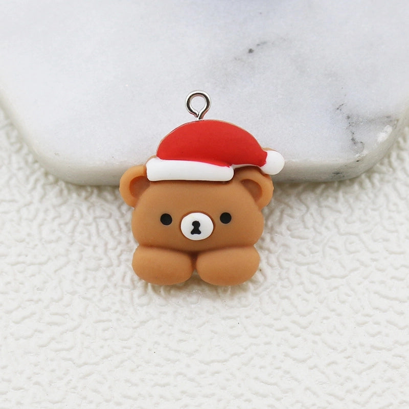 DIY Jewelry Accessories Resin Christmas Series Pendant Christmas Snowflake Hat Bear Key Chain Pendant Pendant