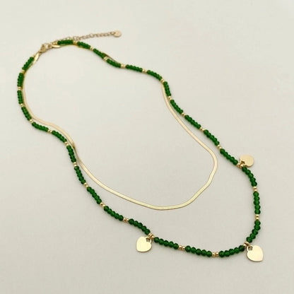 Bohemian Heart Shape 304 Stainless Steel Crystal Beads Gold Plated Plating Stainless Steel Necklaces