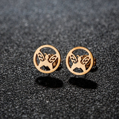 1 Pair Cute Minimalist Animal Notes Polishing 304 Stainless Steel 18K Gold Plated Ear Studs