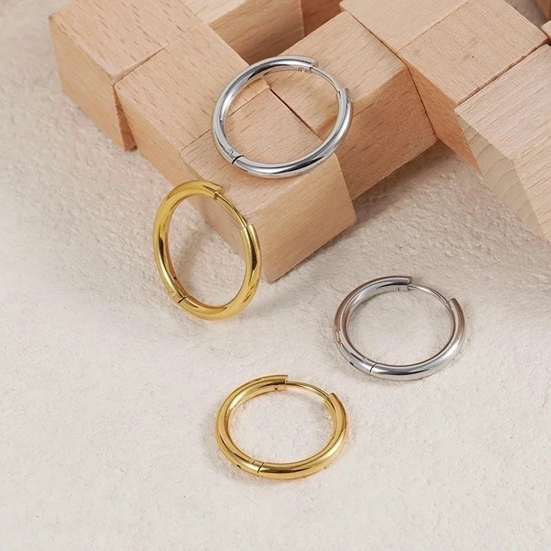 1 Pair Minimalist Classic Style Solid Color Plating 304 Stainless Steel 18K Gold Plated Earrings