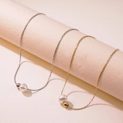 Sweet Minimalist Solid Color 304 Stainless Steel 18K Gold Plated Plating Pendant Necklace