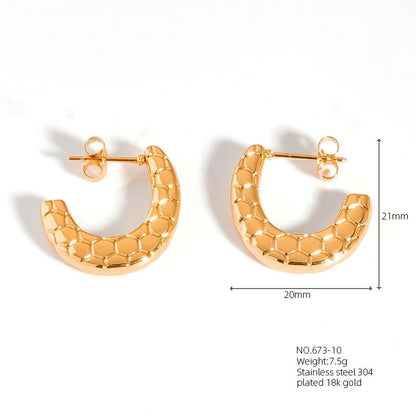 1 Pair Casual Modern Style Classic Style U Shape Geometric 304 Stainless Steel Titanium Steel 18K Gold Plated Earrings